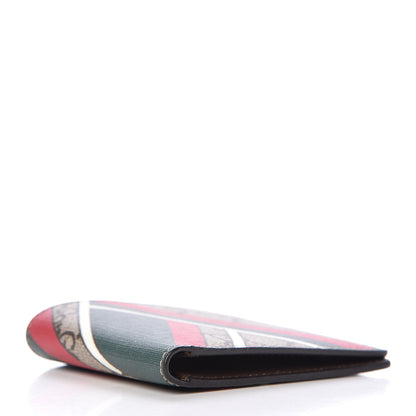 Gucci GG Supreme Monogram Chevron Bi-Fold Wallet Beige Green Red New Acero 4 of 7