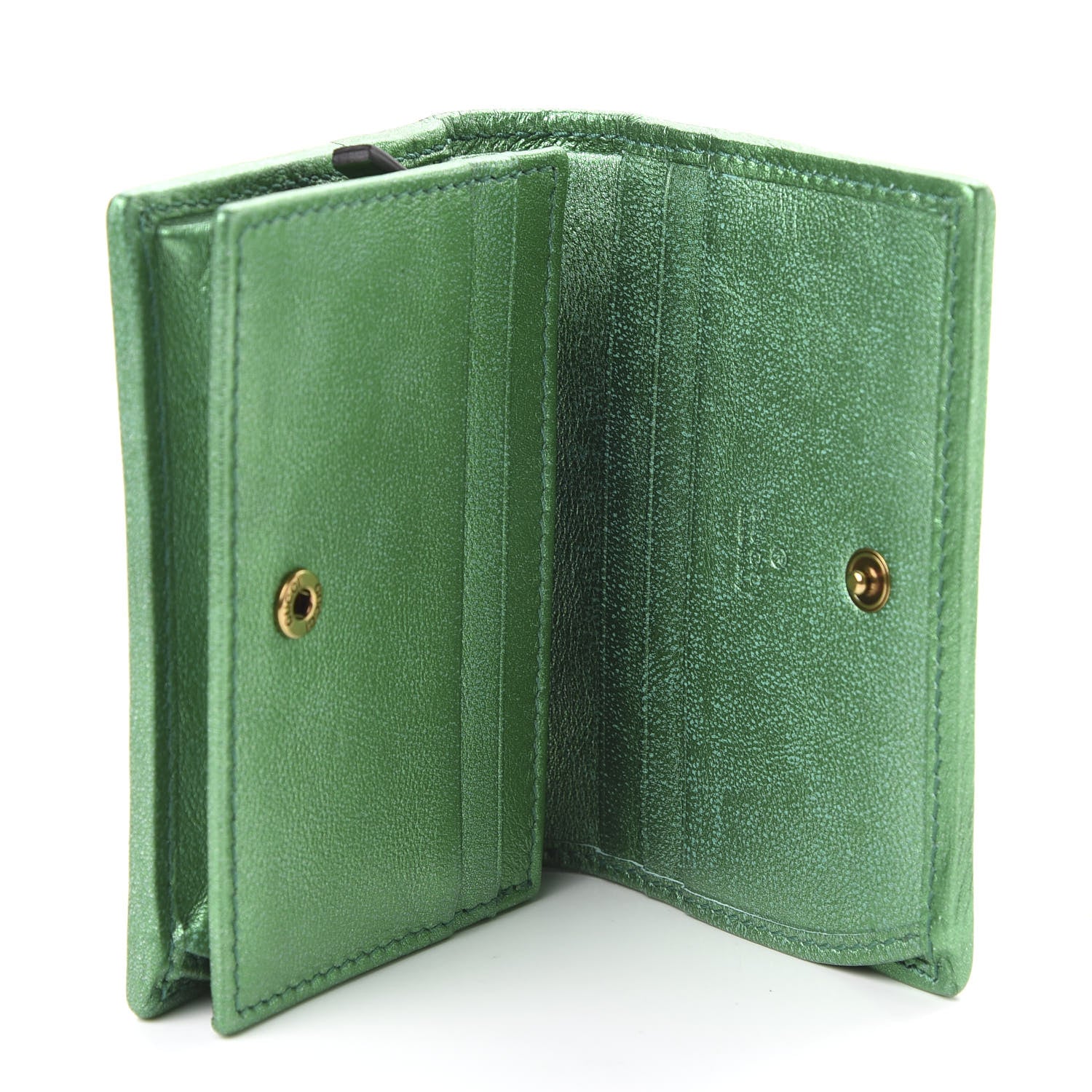 Gucci Laminated Nappa Trapuntata Zumi Card Case Jasmine Green 5 of 8