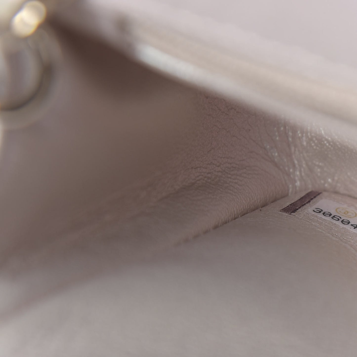 Iridescent Lambskin Quilted Mini Rectangular Flap Ivory