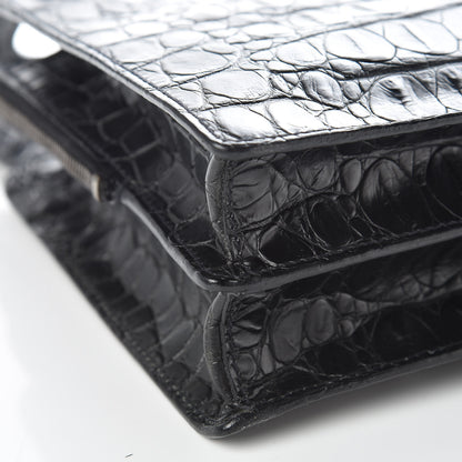 Miu Miu Calfskin Crocodile Embossed Top Handle Tote Black 8 of 9