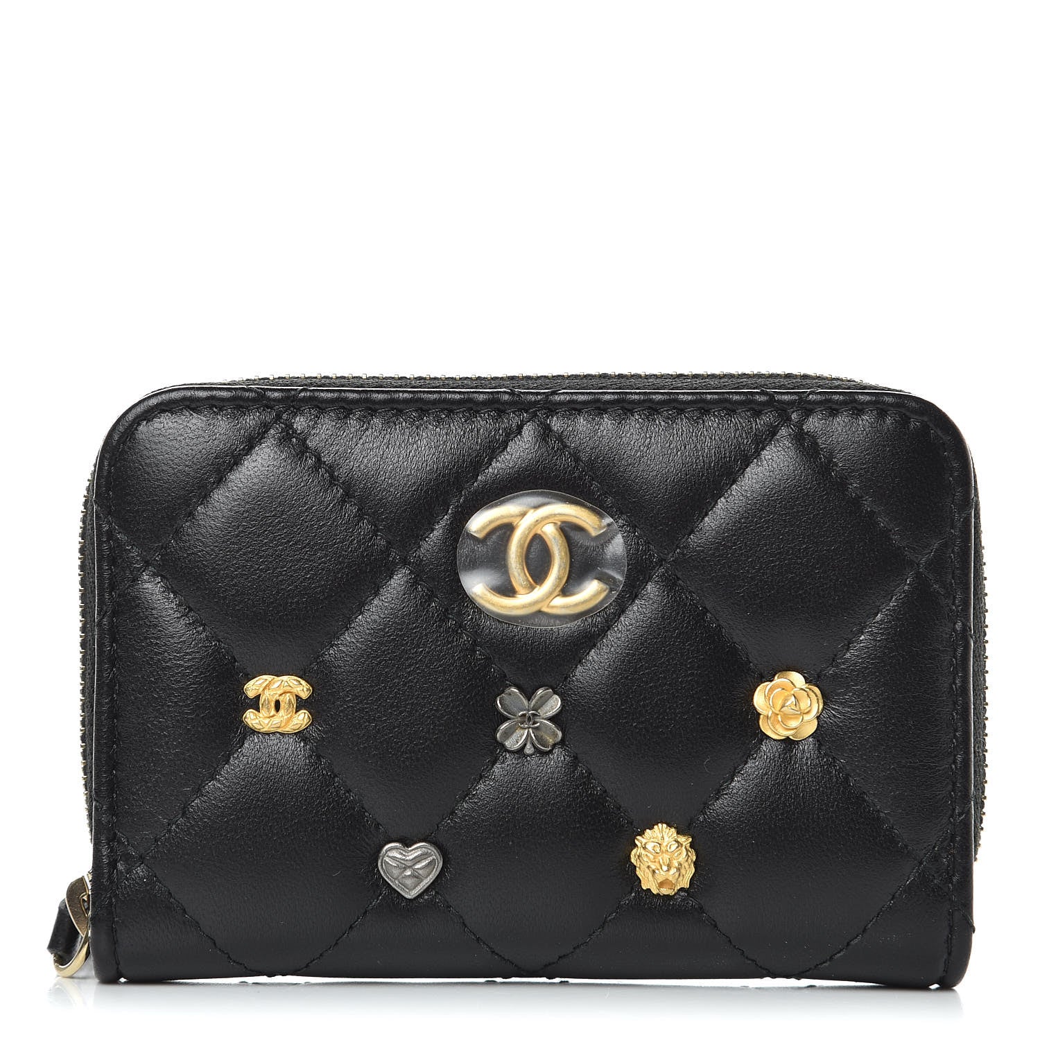 Chanel Lambskin Lucky Charms Zip Coin Purse Black 1 of 8