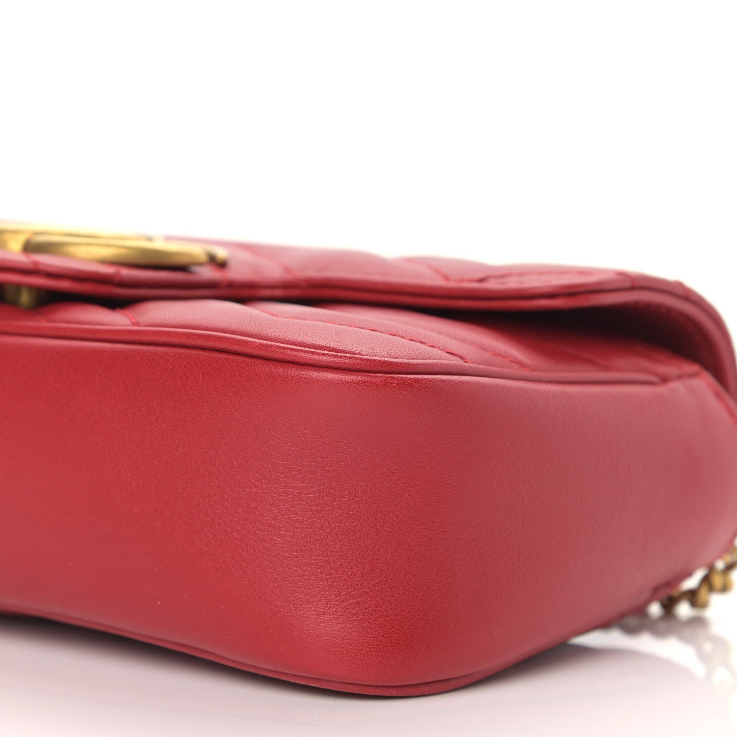 Gucci Calfskin Matelasse Super Mini GG Marmont Shoulder Bag Hibiscus Red 9 of 11