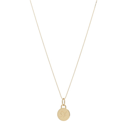 Tiffany 18K Yellow Gold Letter A Round Tag Pendant Necklace 1 of 3