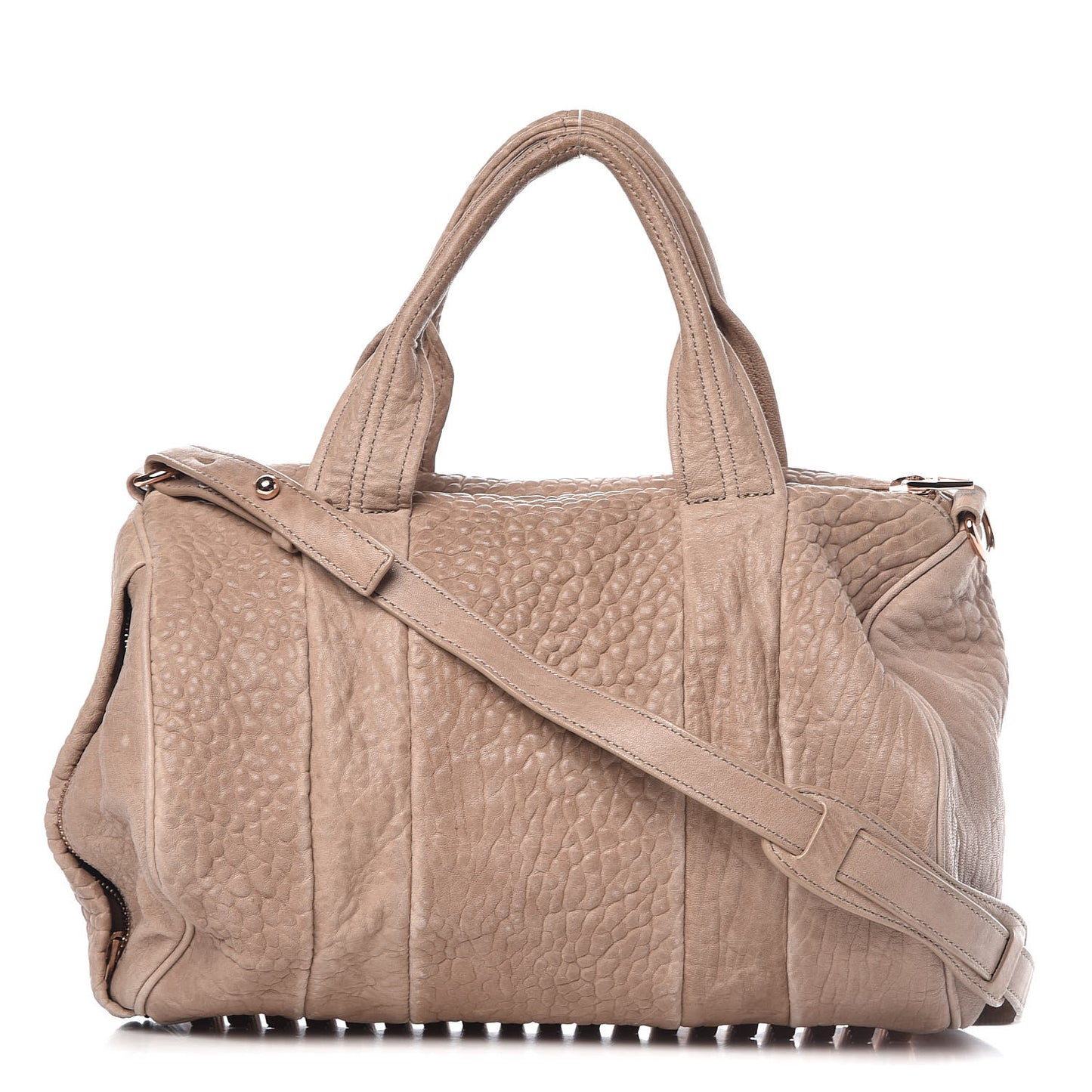 Pebbled Lambskin Rocco Latte Rose Gold Hardware