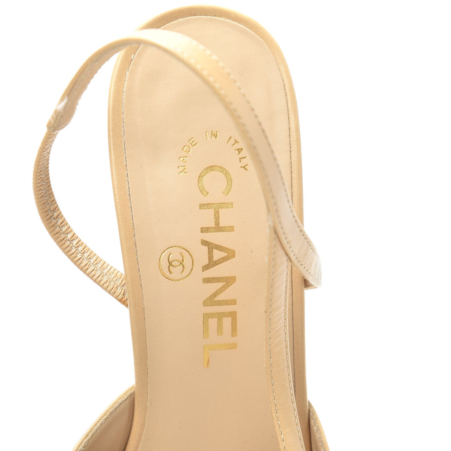 Goatskin Grosgrain Cap Toe CC Slingback Pumps 37.5 Beige Black