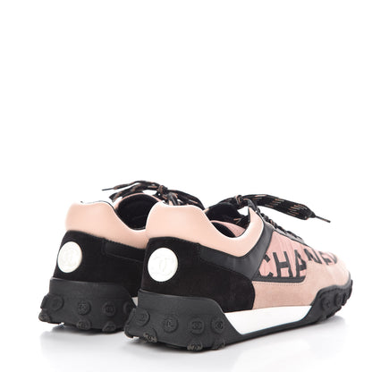 Chanel Nylon Calfskin Suede CC Womens Sneakers 38 Pink Black 4 of 9