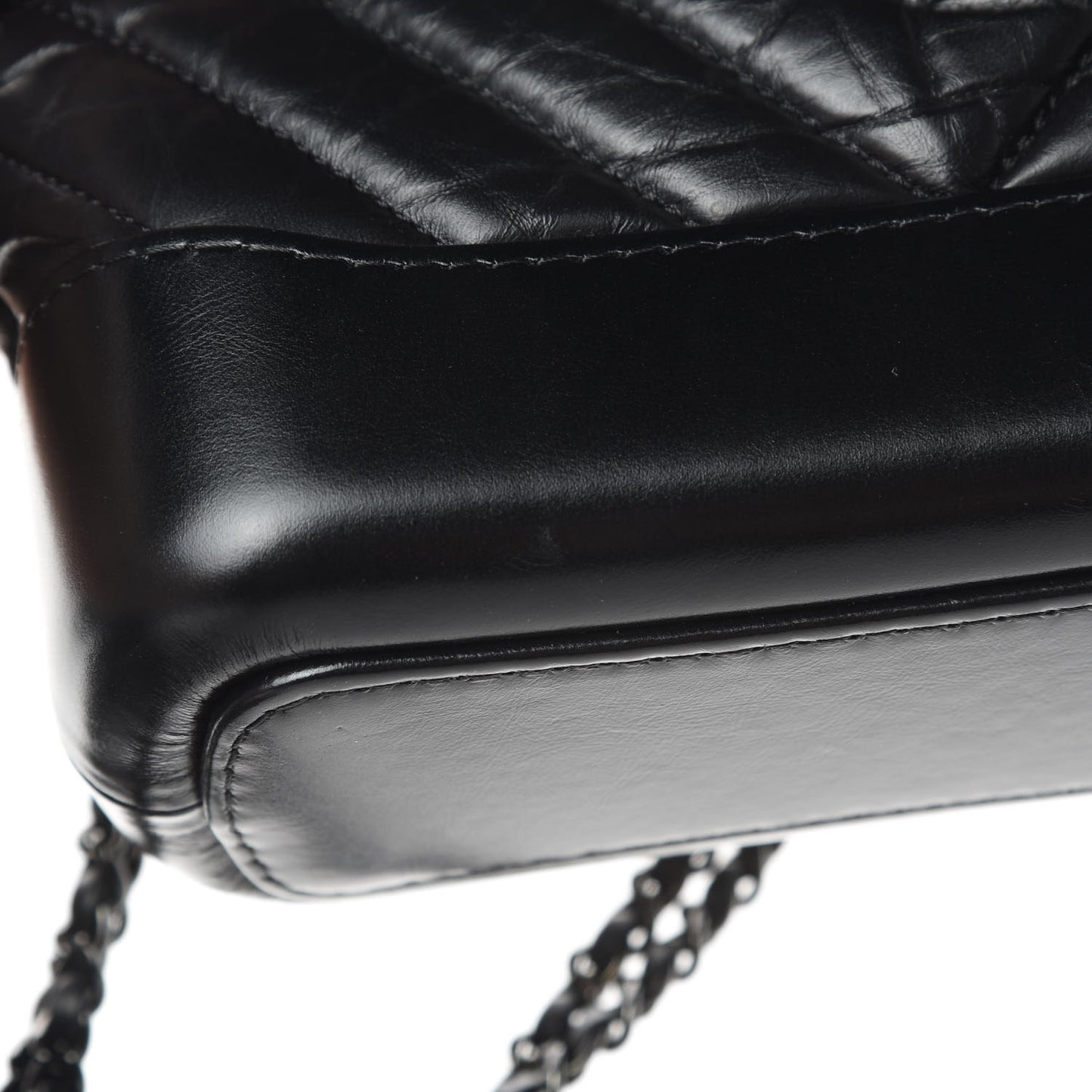 Aged Calfskin Chevron Quilted Small Gabrielle Hobo So Black