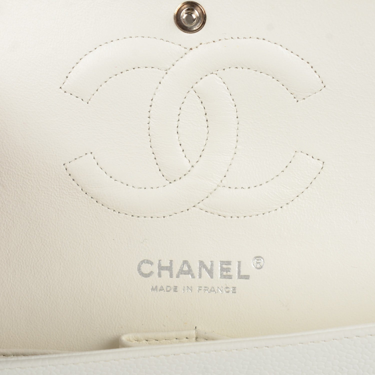 Chanel Caviar Quilted Medium Double Flap White 7 of 9