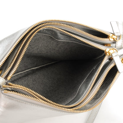 Celine Laminated Smooth Lambskin Large Trio Crossbody Bag Silver 6 of 7