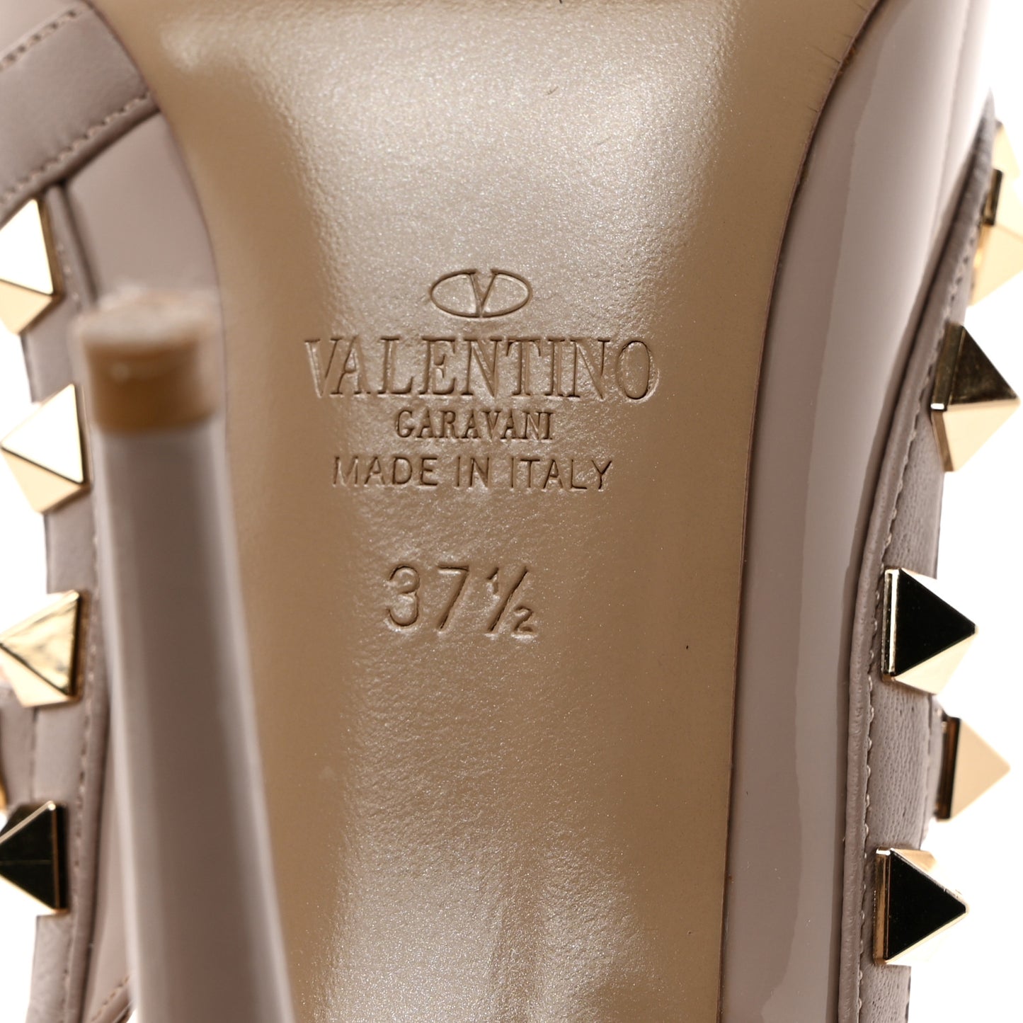 Patent Nappa Rockstud Ankle Strap 100mm Pumps 37.5 Poudre