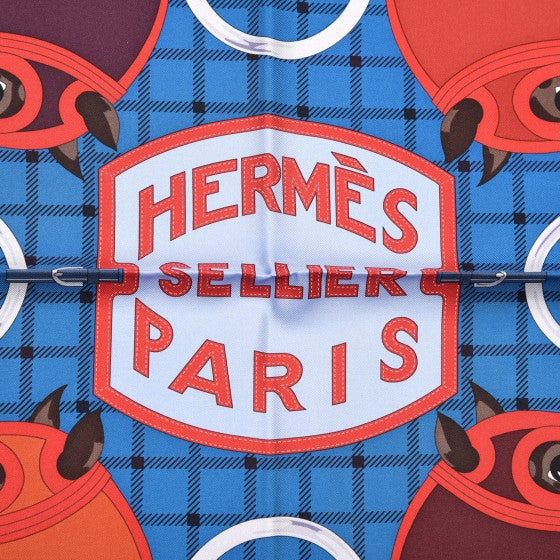 Hermes Silk Tatersale Scarf 90 Cobalt Ciel Bordeaux 3 of 6