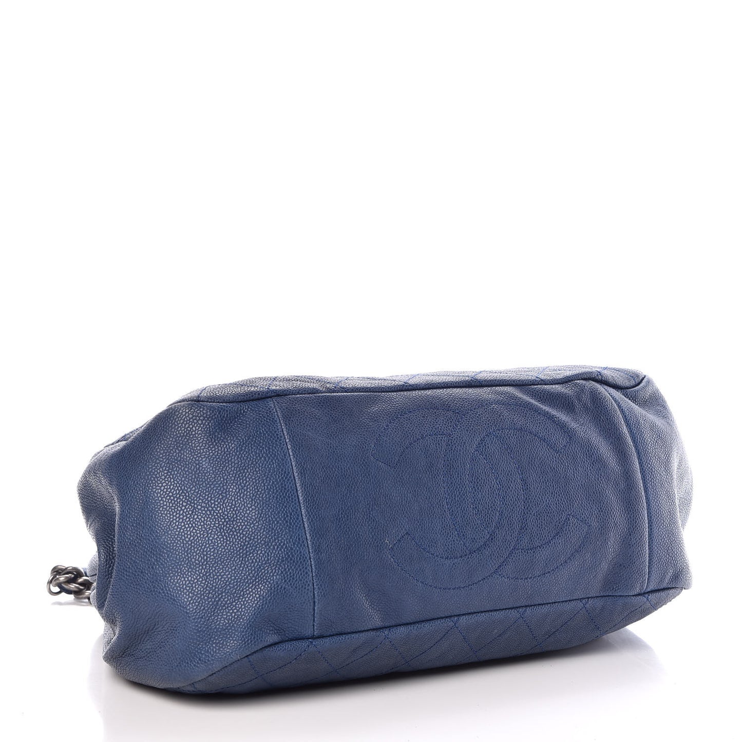 Caviar Quilted Framed Bowling Bag Blue