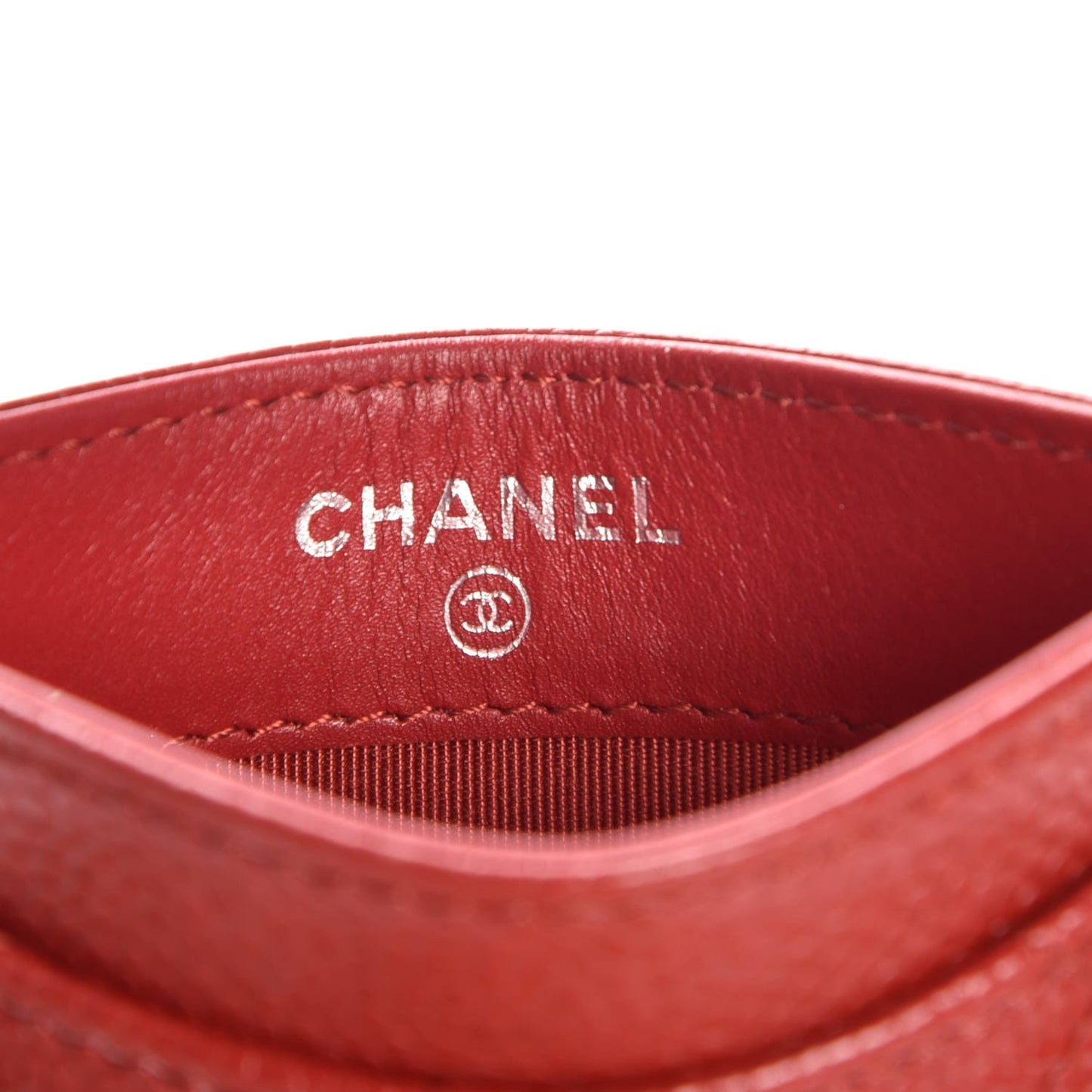 Caviar Quilted Card Holder Red