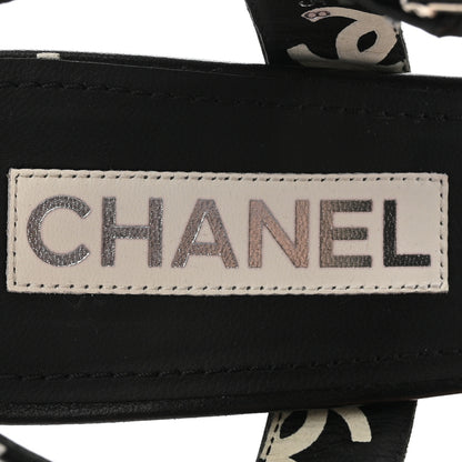 Chanel Printed Lambskin CC Platform Sandals 41 Black White 8 of 10