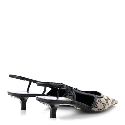 Gucci GG Monogram Malaga Kid Square G 75mm Slingback Pumps 40 Black 5 of 8