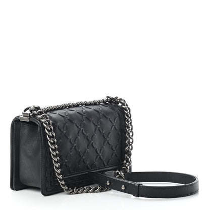Chanel Caviar Stitched Medium Boy Flap Blue 2 of 9