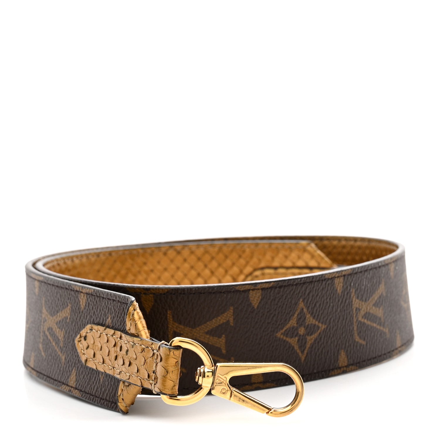 Louis Vuitton Metallic Snakeskin Monogram Bandouliere Shoulder Strap Gold 1 of 4