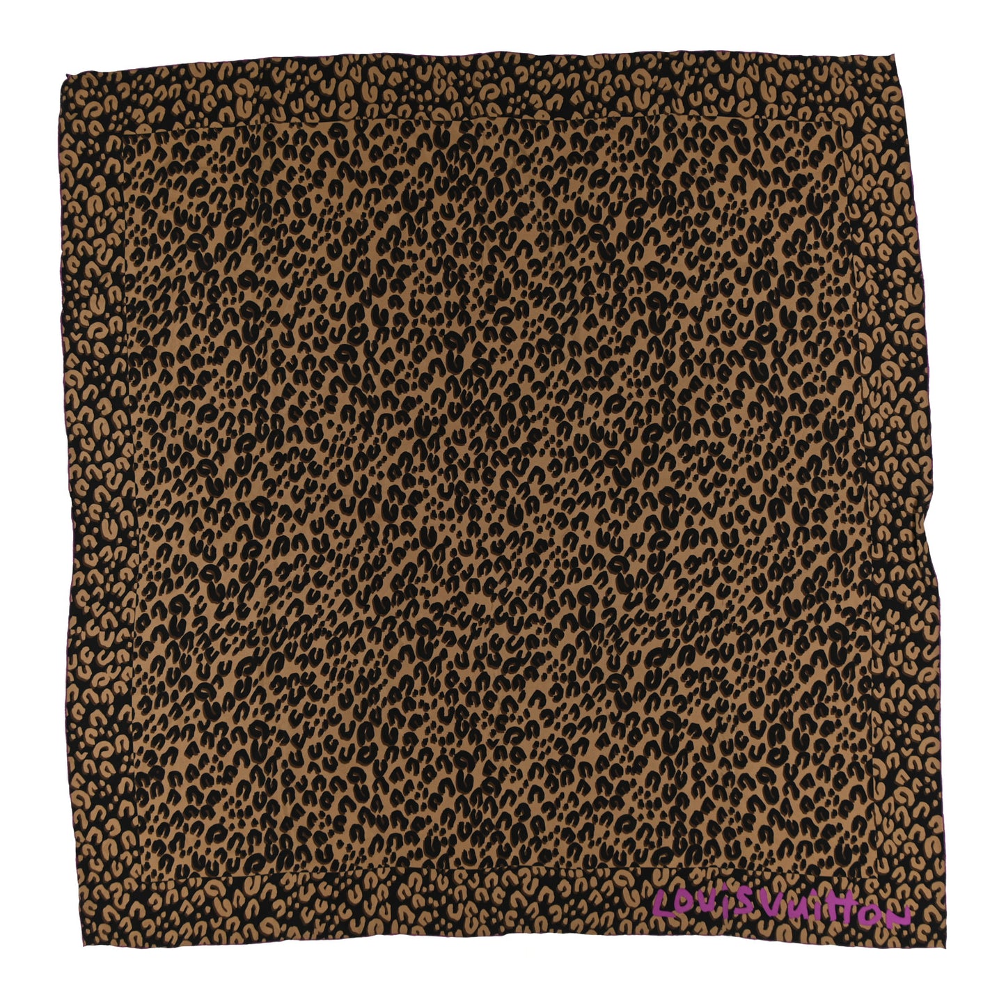 Silk Leopard Square Scarf Purple