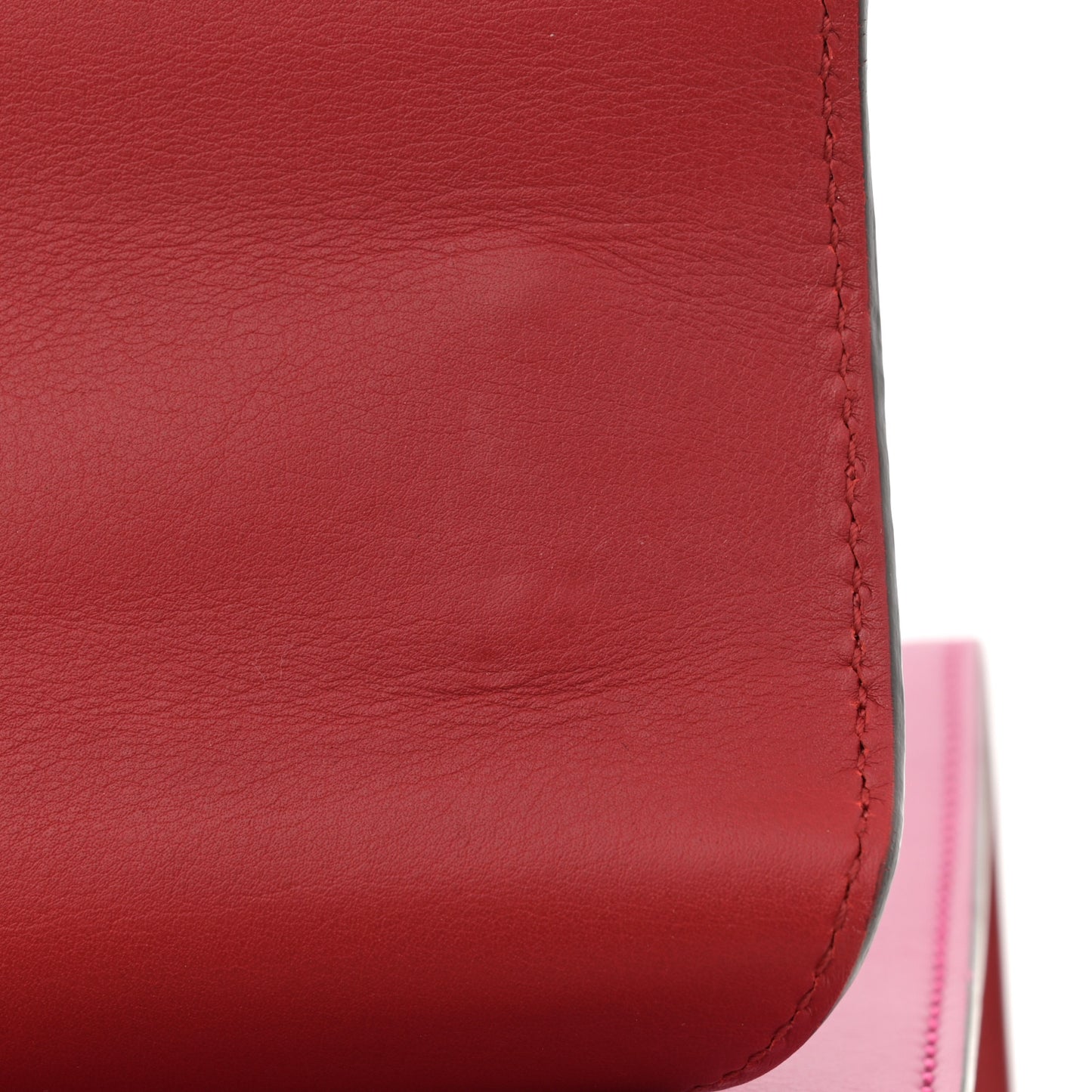 Moon Calfskin Bi-Color Medium Padlock Shoulder Bag New Rosette Hibiscus Red