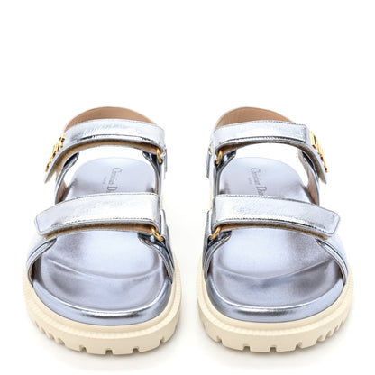 Christian Dior Laminated Crinkled Calfskin Dioract Sandals 39 Indigo Metal 2 of 8
