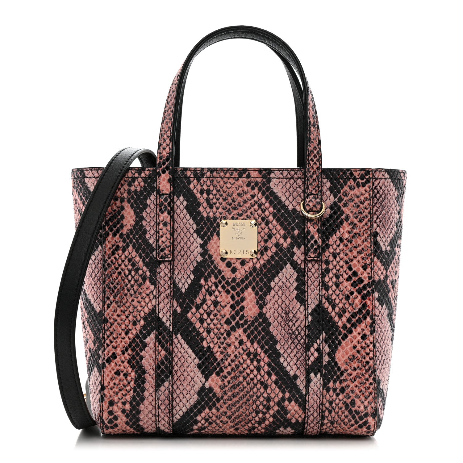 MCM Snakeskin Embossed Mini Toni Shopper Tote Blush Pink 1 of 13