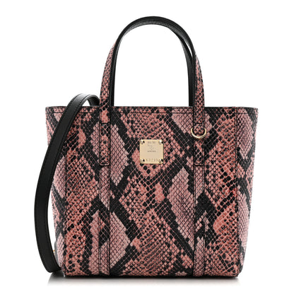 MCM Snakeskin Embossed Mini Toni Shopper Tote Blush Pink 1 of 13