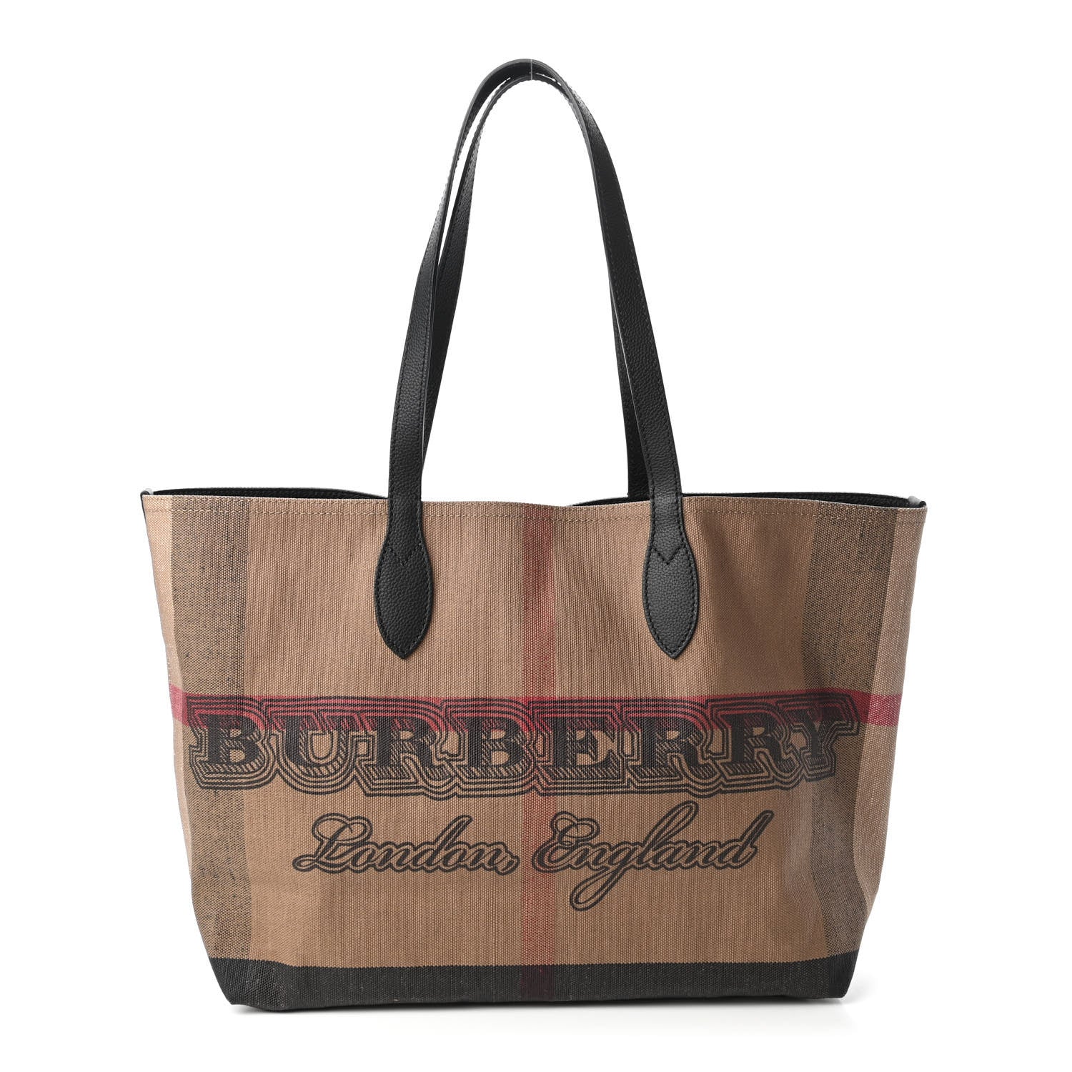Burberry Coated Canvas Mega Check Medium Doodle Tote Black 1 of 10