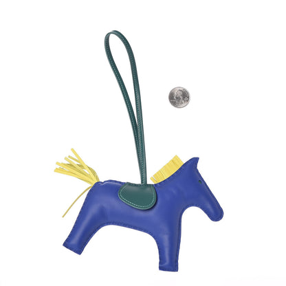 Hermes Milo Lambskin Grigri Rodeo Horse Bag Charm GM Bleu Electrique Malachite Lime 2 of 4