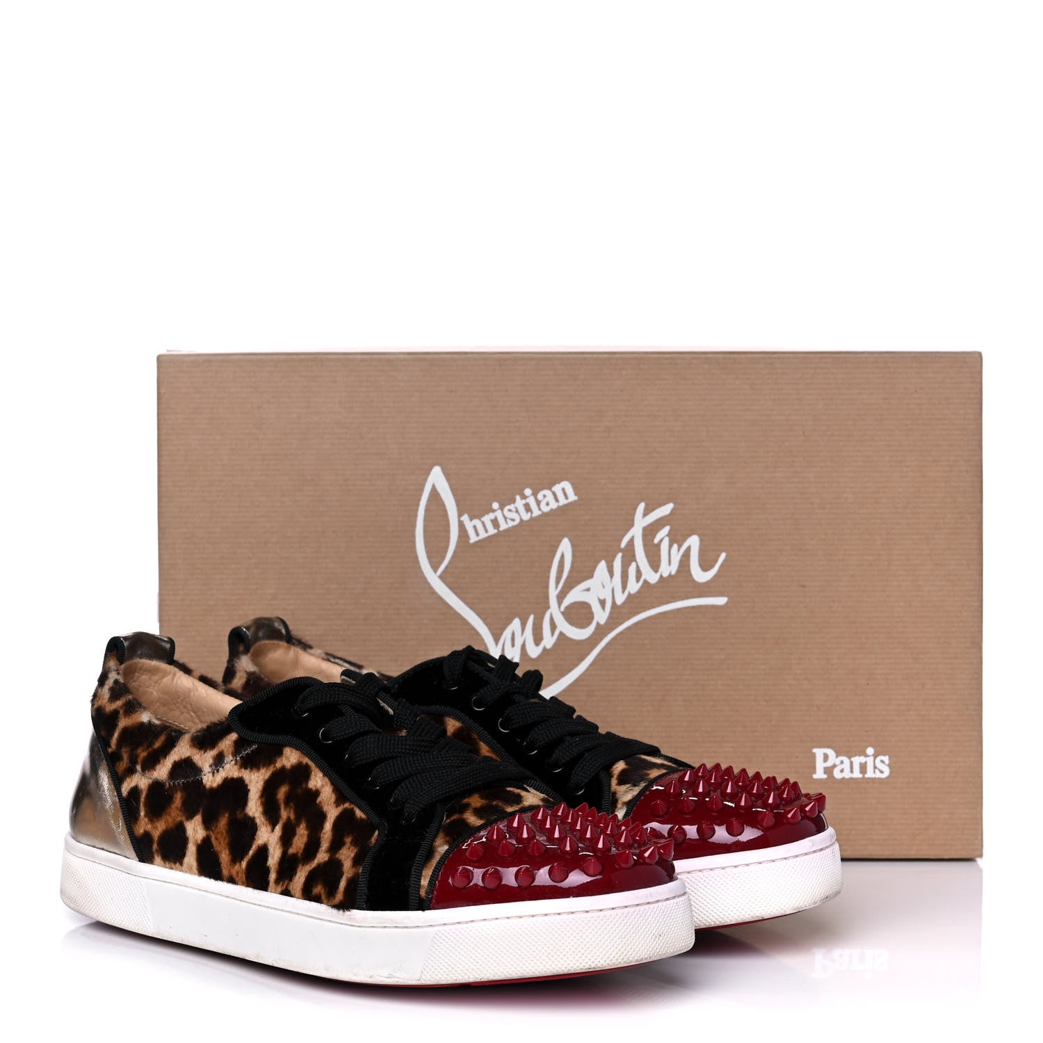 Christian Louboutin Calf Hair Womens Louis Junior Spikes Flat Sneakers 39 Leopard 10 of 10