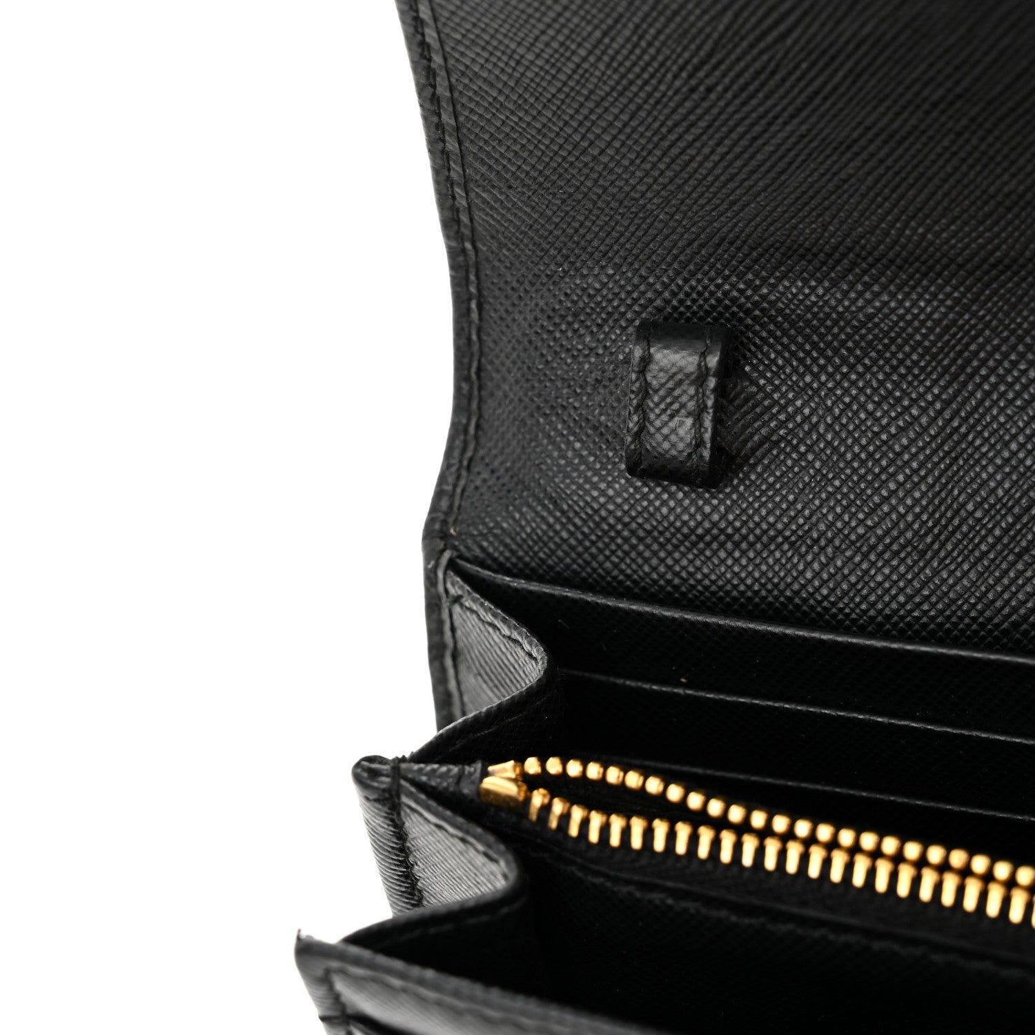 Prada Saffiano Metal Oro Chain Wallet Black 11 of 14