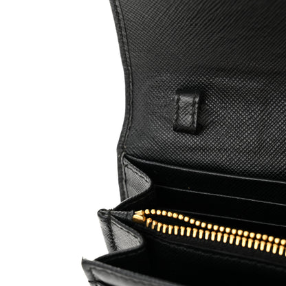 Prada Saffiano Metal Oro Chain Wallet Black 11 of 14