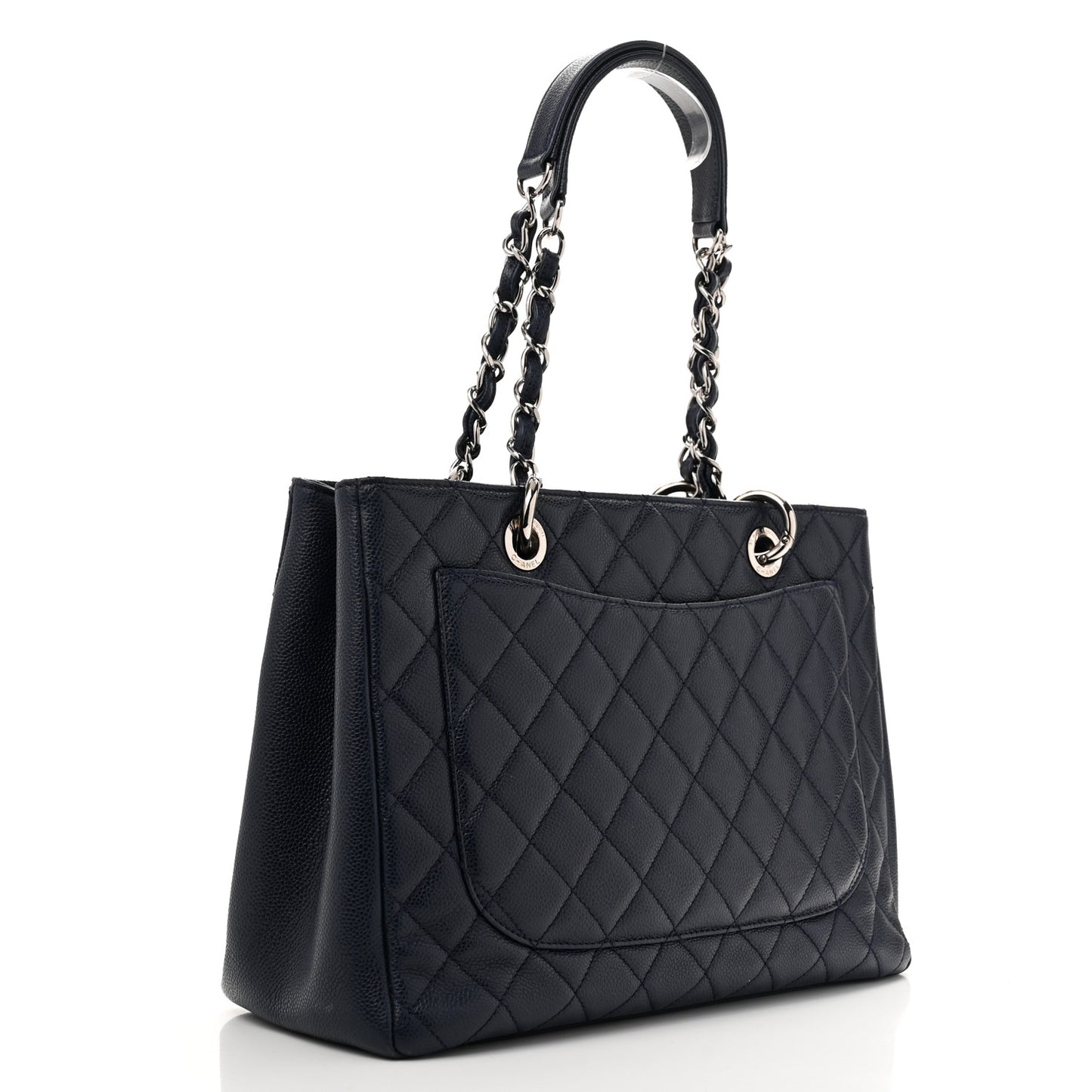 Caviar Quilted Grand Shopping Tote GST Navy Blue
