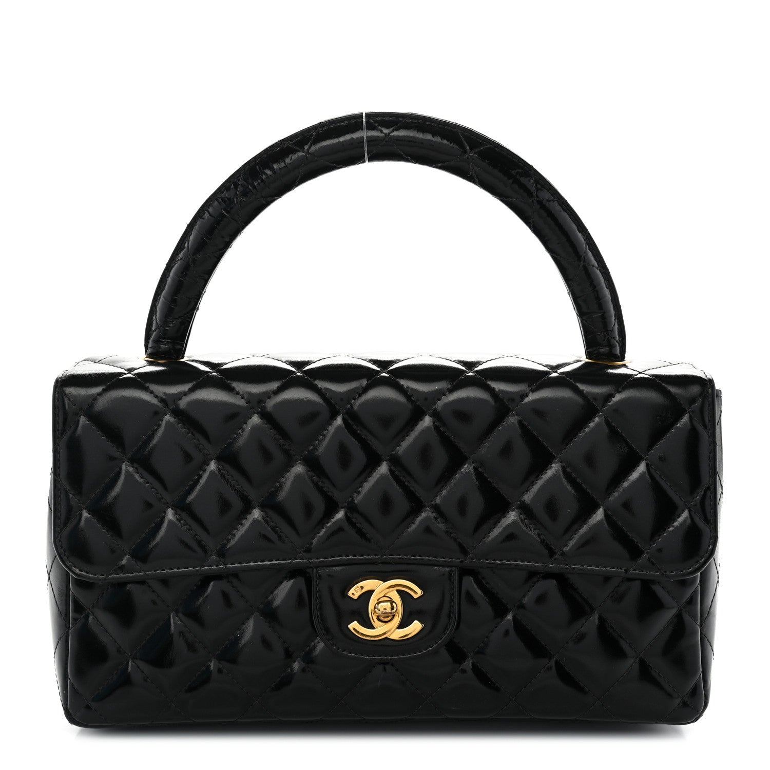 Chanel Patent Quilted Medium Rectangular Kelly Flap Bag Black 1 of 10