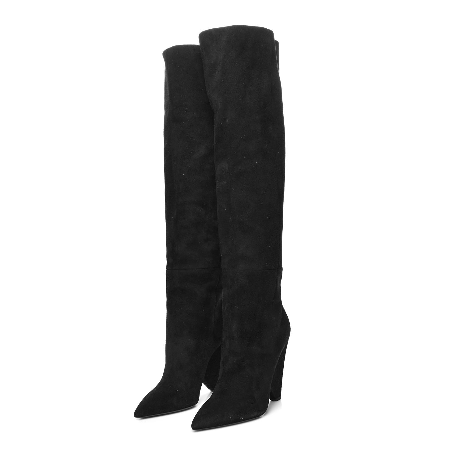 Saint Laurent Suede Niki 105 Thigh High Boots 38 Black 3 of 6