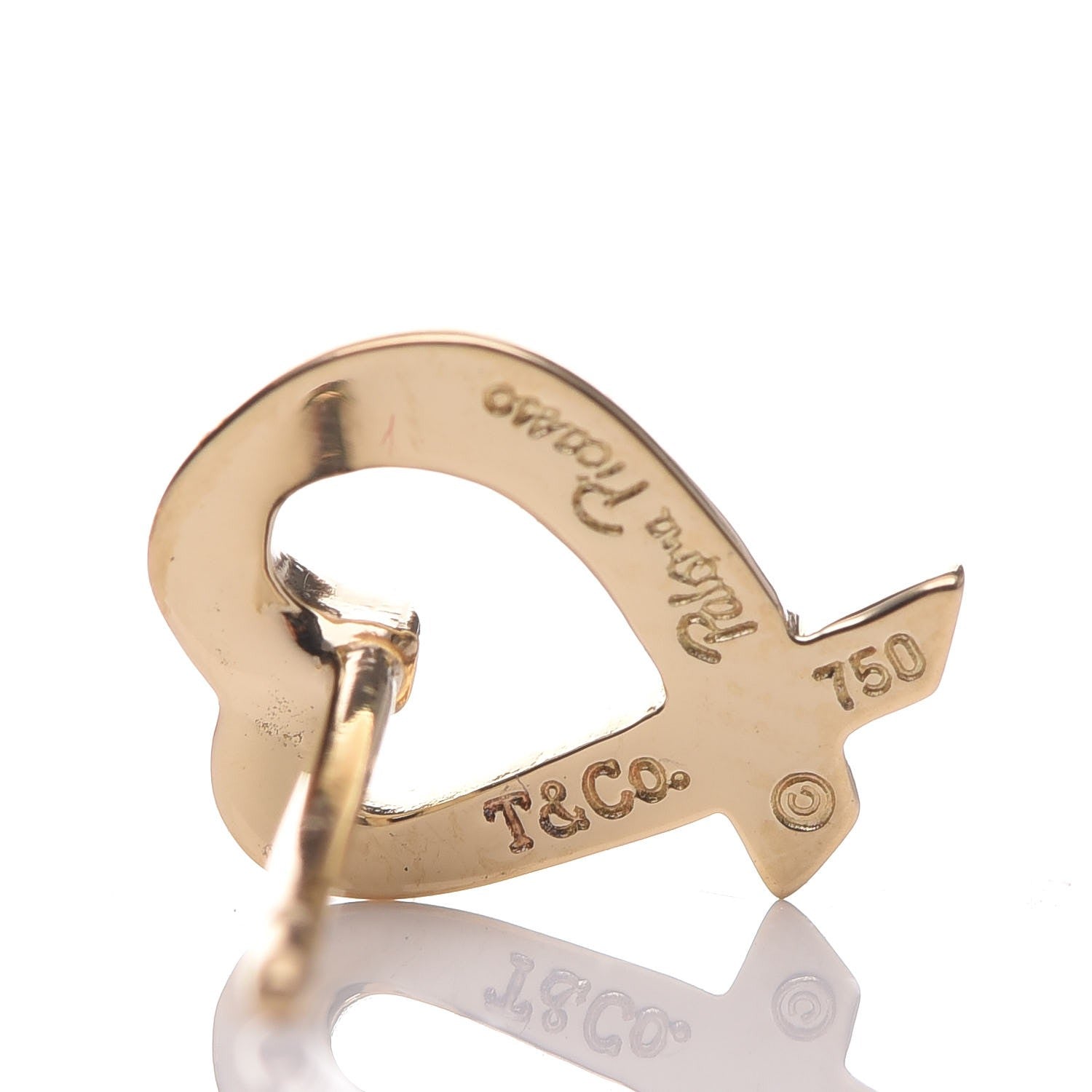 Tiffany 18K Yellow Gold Mini Paloma Picasso Loving Heart Earrings 10 of 10