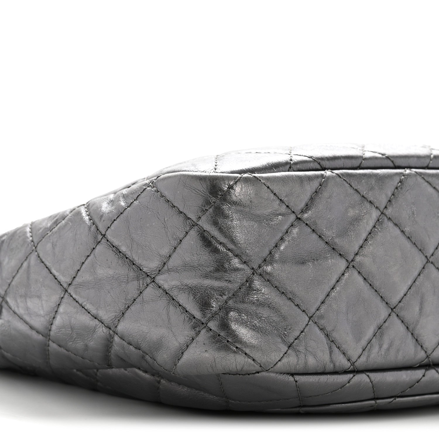 Chanel Metallic Aged Calfskin Quilted Large Reissue Camera Case Silver 9 of 13
