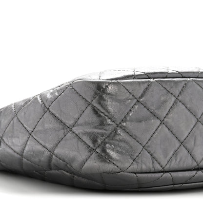 Chanel Metallic Aged Calfskin Quilted Large Reissue Camera Case Silver 9 of 13