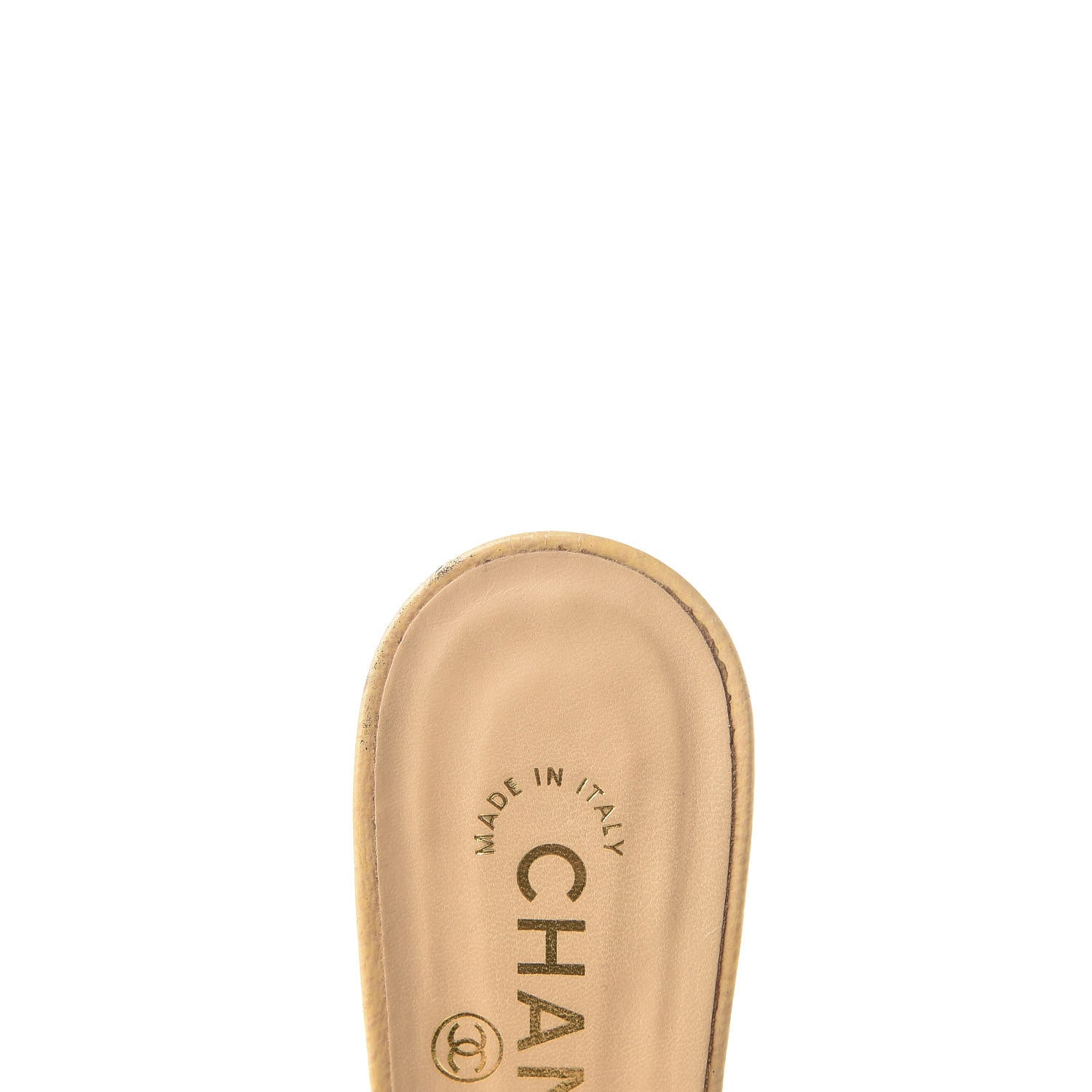 Chanel Lambskin Cap Toe CC Mules 37.5 Beige Black 13 of 14