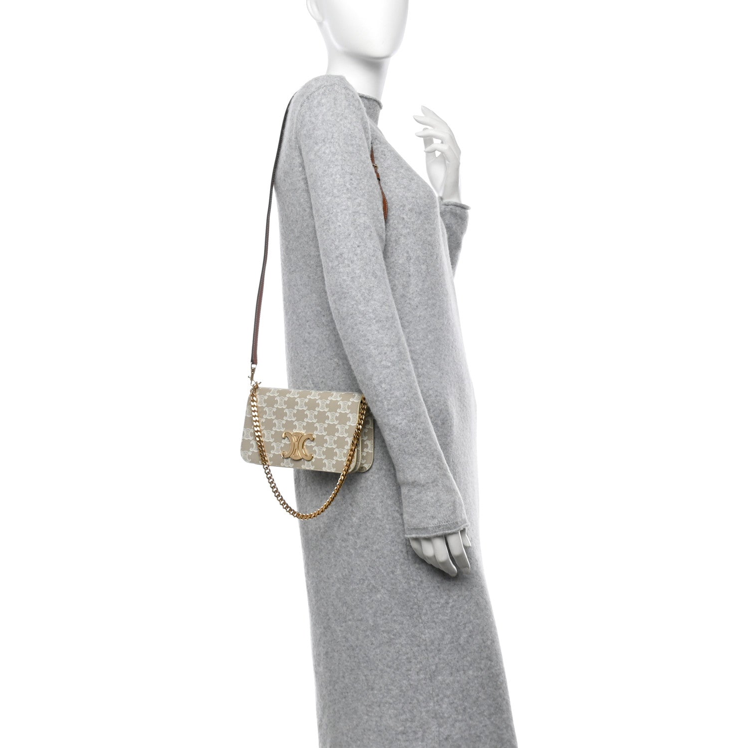 Celine Canvas Calfskin Triomphe Multipochette Grege 2 of 10