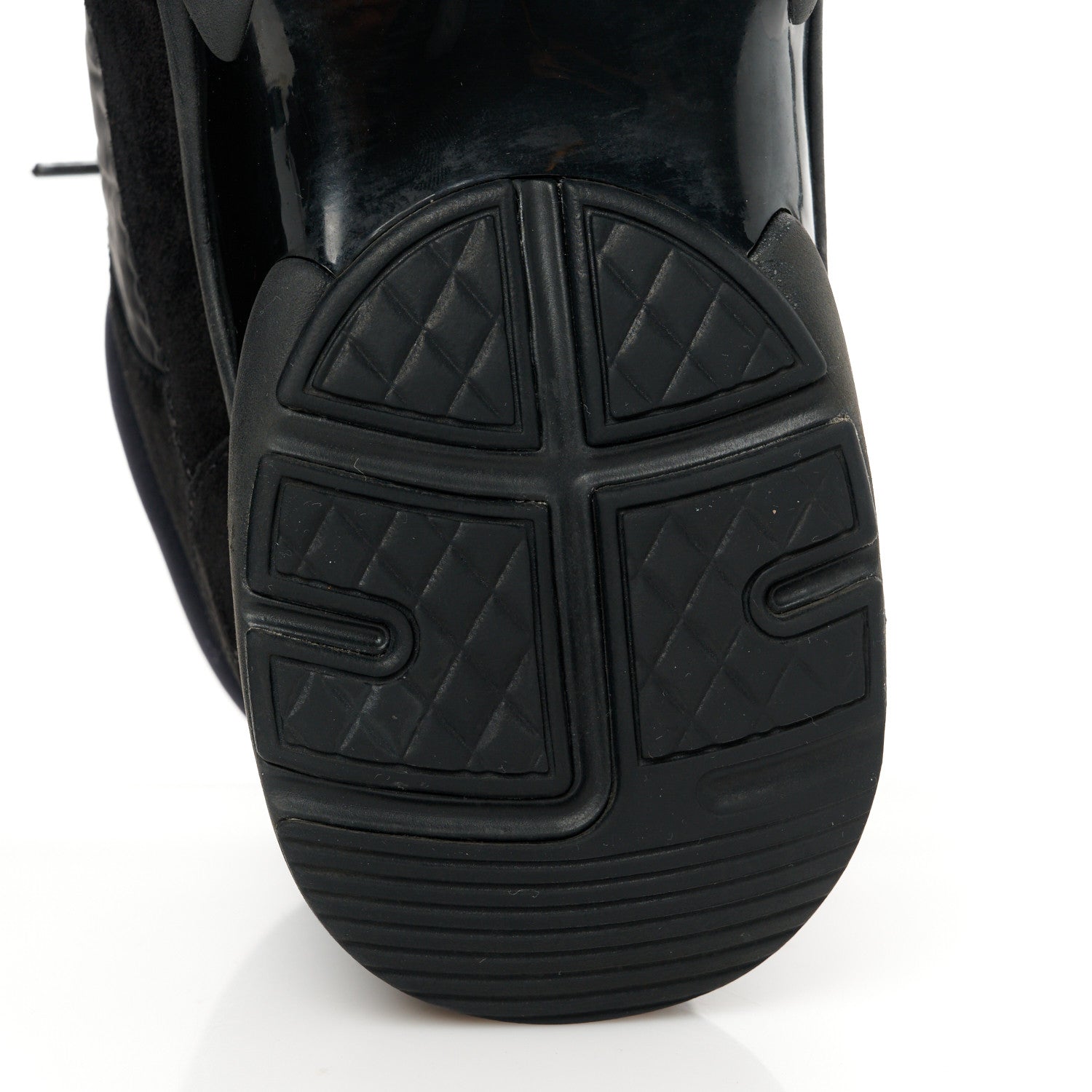 Chanel Nylon Calfskin Suede CC Sneakers 38.5 Black 7 of 9