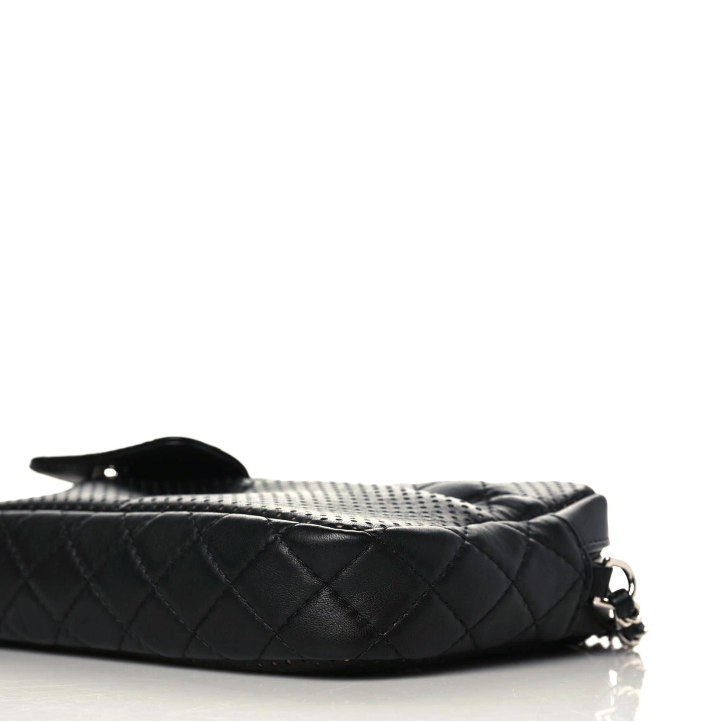 Perforated Calfskin Quilted Ultra Pocket Camera Case Black