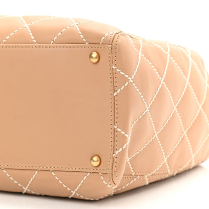 Chanel Calfskin Wild Stitch Medium Tote Beige 10 of 13