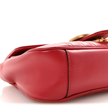 Gucci Calfskin Matelasse Mini GG Marmont Shoulder Bag Hibiscus Red 9 of 10