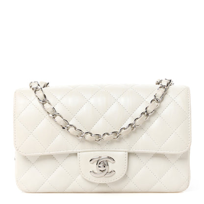 Chanel Iridescent Crumpled Calfskin Quilted Mini Rectangular Flap White 1 of 14
