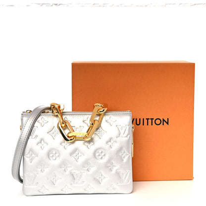 Louis Vuitton Lambskin Embossed Monogram Coussin BB Silver 9 of 9