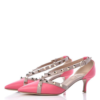 Valentino Garavani Calfskin Nappa Rockstud Cross Strap D'Orsay 55mm Pumps 35.5 Shadow Pink Poudre 2 of 10