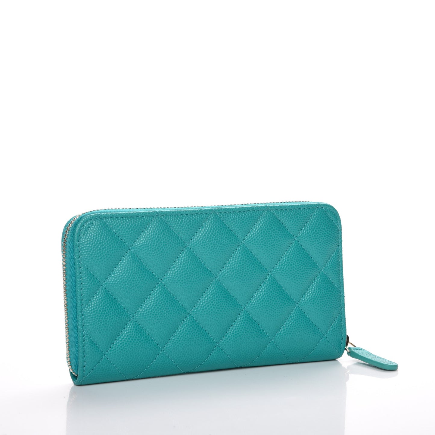 Caviar Quilted Small Zip Around Wallet Turquoise