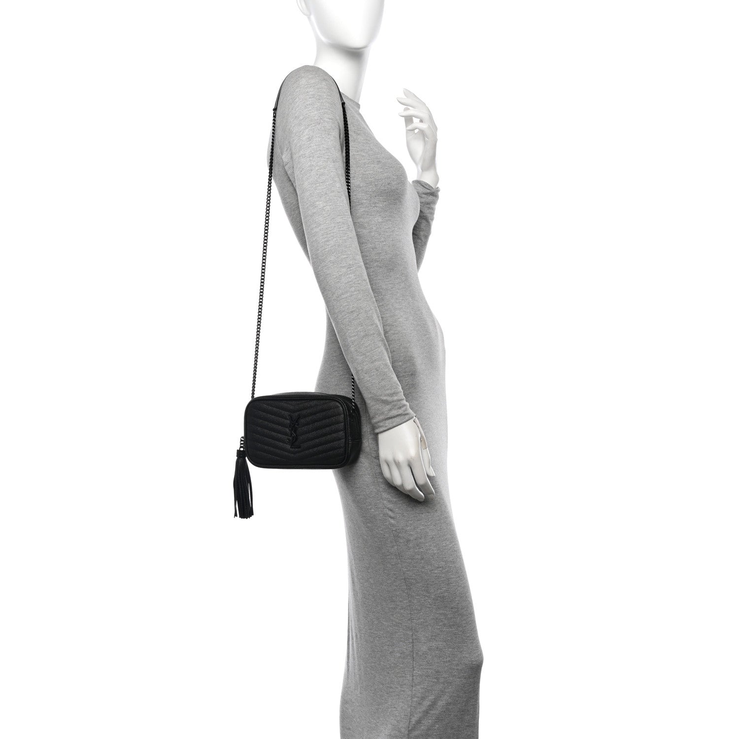Saint Laurent Grain De Poudre Matelasse Monochrome Monogram Mini Lou Camera Bag Black 2 of 10