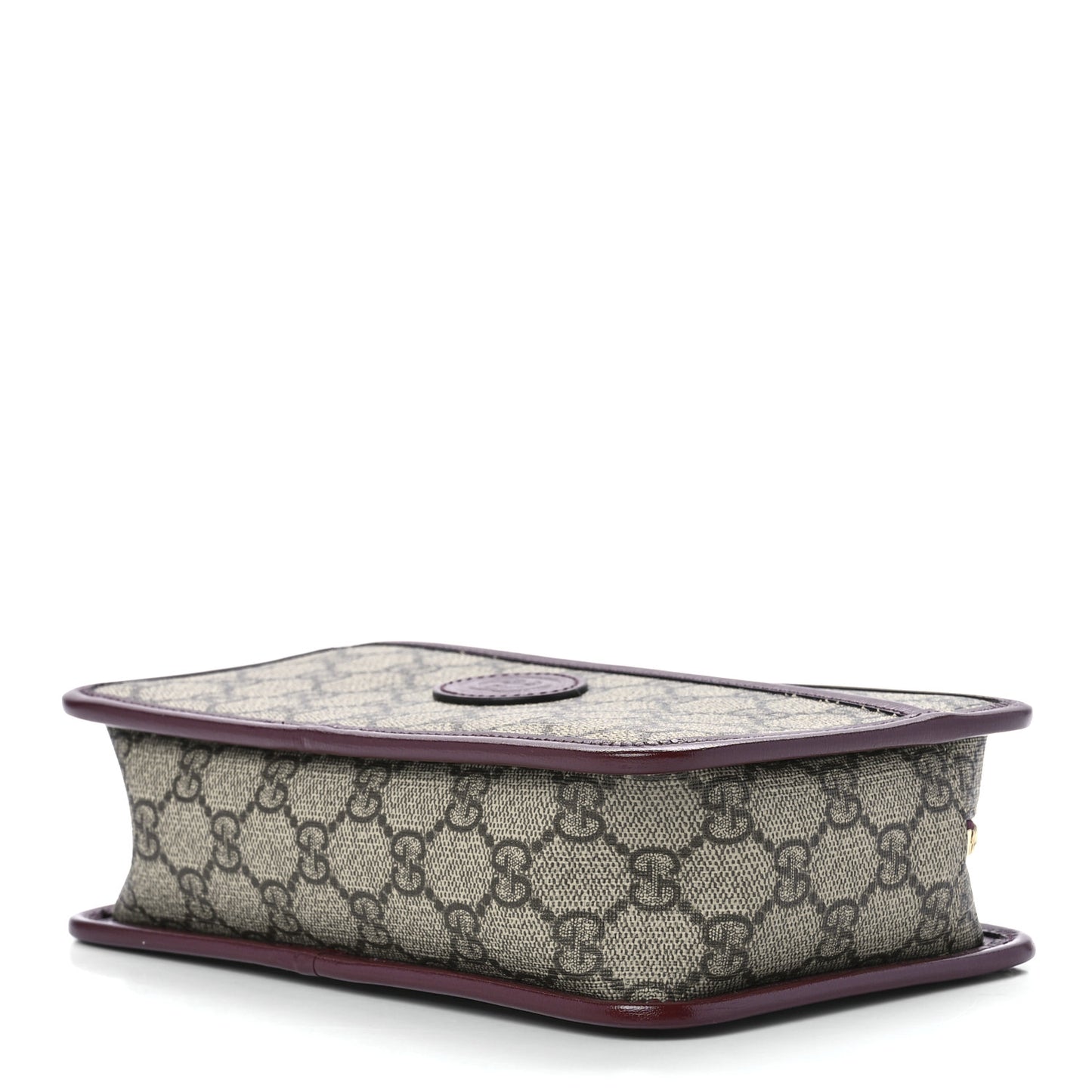 GG Supreme Monogram Textured Calfskin Retro Interlocking G Travel Pouch Beige Ebony Burgundy