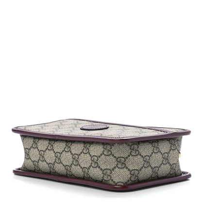 Gucci GG Supreme Monogram Textured Calfskin Retro Interlocking G Travel Pouch Beige Ebony Burgundy 8 of 11